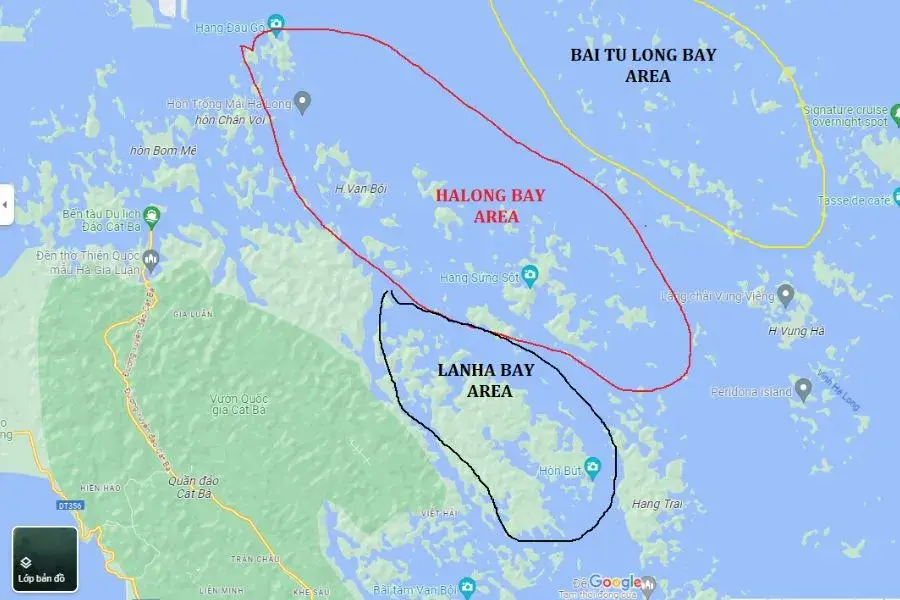 Halong Bay and Lan Ha Bay map