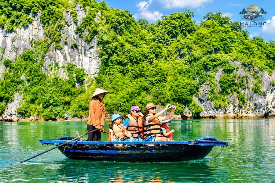 Bamboo Boat Ride In Halong Bay - Halong Private Car