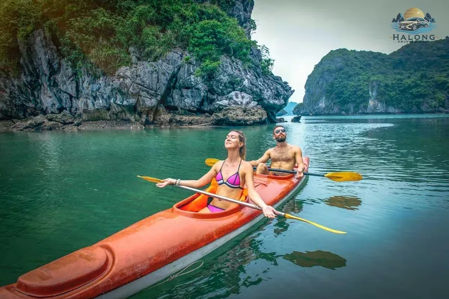 Couples Kayak In Halong Bay - Halong Private Car