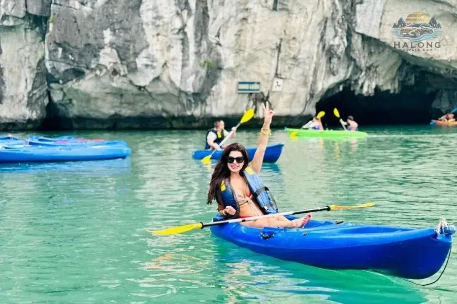 The clear water in Halong Bay in May