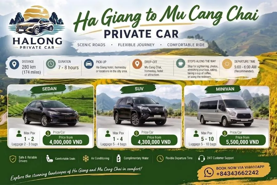Ha Giang to Mu Cang Chai Private Car - Halong Private Car